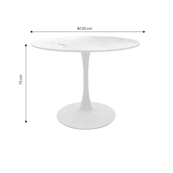 Τραπέζι Balou I pakoworld MDF λευκό μαρμάρου Φ120x75εκ (1 τεμάχια)
