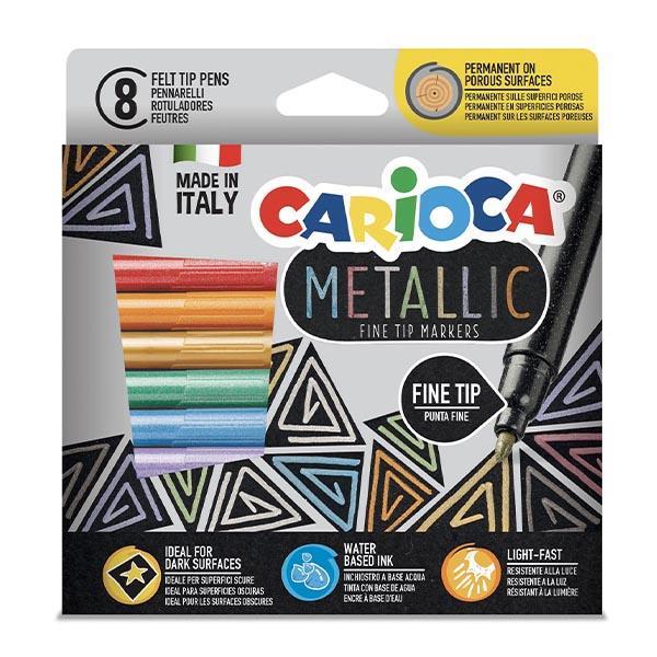 Carioca Metallic Maximarkers μαρκαδόροι 8 χρωμάτων fine tip 6 τμχ.