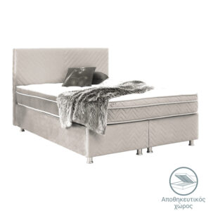Κρεβάτι Rizko pakoworld διπλό με αποθηκευτικό χώρο κρεμ 160x200εκ (1 τεμάχια)