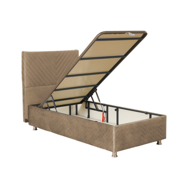 Κρεβάτι Rizko pakoworld μονό με αποθηκευτικό χώρο φυσικό 120x200εκ (1 τεμάχια)