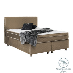 Κρεβάτι Rizko pakoworld διπλό με αποθηκευτικό χώρο καφέ 160x200εκ (1 τεμάχια)