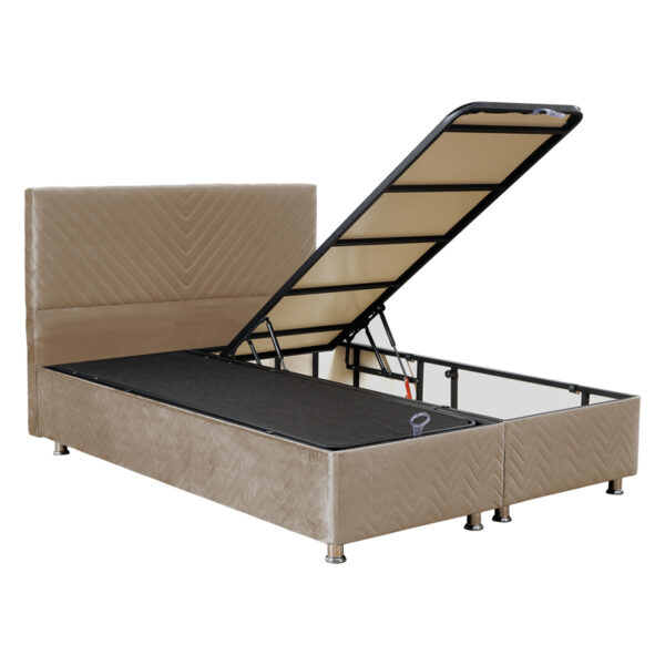 Κρεβάτι Rizko pakoworld διπλό με αποθηκευτικό χώρο καφέ 160x200εκ (1 τεμάχια)