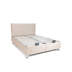 Κρεβάτι διπλό ''GALA'' με αποθηκευτικό χώρο χρώμα υφάσματος velvet μπεζ 160x200 (1 τεμάχια)