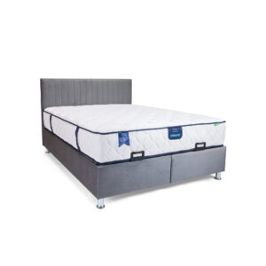 Κρεβάτι με στρώμα "GALA" διπλό με αποθηκευτικό χώρο από βελούδο σε γκρι χρώμα 160x200 (1 τεμάχια)