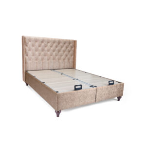 Κρεβάτι διπλό ''VERO'' με αποθηκευτικό χώρο χρώμα υφάσματος alcantara μπεζ 160x200 (1 τεμάχια)