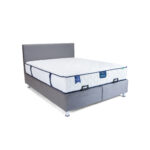 Κρεβάτι με στρώμα "BIZ" διπλό με αποθηκευτικό χώρο από βελούδο σε γκρι χρώμα 160x200 (1 τεμάχια)