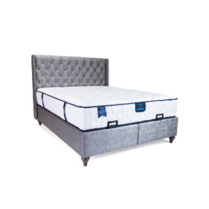 Κρεβάτι με στρώμα "VERO" διπλό με αποθηκευτικό χώρο από alcantara σε γκρι χρώμα 160x200 (1 τεμάχια)