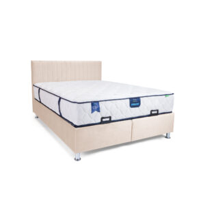 Κρεβάτι με στρώμα "GALA" διπλό με αποθηκευτικό χώρο από βελούδο σε μπεζ χρώμα 160x200 (1 τεμάχια)