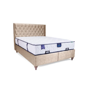 Κρεβάτι με στρώμα "VERO" διπλό με αποθηκευτικό χώρο από alcantara σε μπεζ χρώμα 160x200 (1 τεμάχια)
