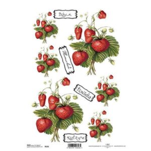 Ριζόχαρτο "strawberries" 21x29εκ.   (ITD-R126) 3 τμχ.