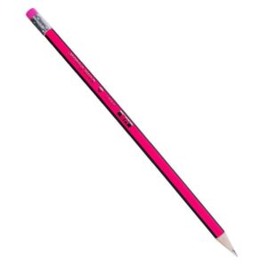 Μολύβι τριγωνικό με σβήστρα - ξύστρα ροζ 12τεμ 6 τμχ.