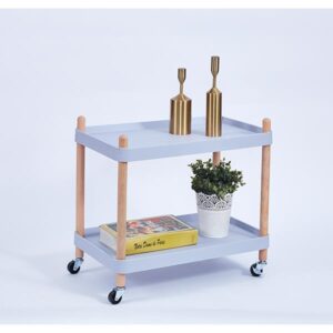 Τραπέζι βοηθητικό - τρόλεϊ ξύλινο με 2 επίπεδα γαλάζιο 56x34xΥ46εκ.  τμχ.