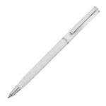 Στυλό πλαστικό slim line λευκό με ασημένιες λεπτομέρειες Υ13,6xØ0,8εκ.  τμχ.