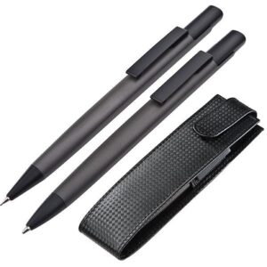 Σετ στυλό - μολύβι γκρι, σε πολυτελή υφασμάτινη carbon θήκη δώρου 16,7x4,5x2.5εκ.  τμχ.