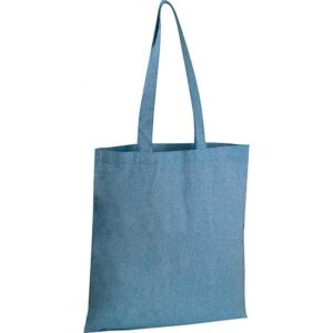 Τσάντα από ανακυκλωμένο βαμβάκι με μακρύ χερούλι μπλε Υ42x37,5x2εκ.  τμχ.