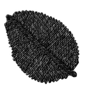 Σουπλά-βάση για ζεστά σκεύη, ψάθινο BOHO μαύρο από rattan σε σχήμα φύλλου 55x35xΥ2εκ.  τμχ.