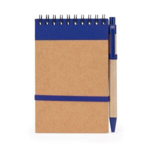 Σημειωματάριο σπιράλ Υ14,4x9,7εκ. κραφτ με μπλε και ασορτί στυλό 70 φυλλα 3 τμχ.