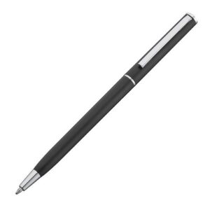 Στυλό πλαστικό slim line μαύρο με ασημένιες λεπτομέρειες Υ13,6xØ0,8εκ.  τμχ.