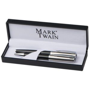 Σετ στυλό Mark Twain ball pen με κλιπ-rolleball pen ασημί-μαύρο  τμχ.