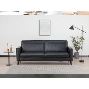 Soho καναπές-κρεβάτι τριθέσιος, τύπου δέρμα, μαύρος Υ81x201x90εκ.  τμχ.
