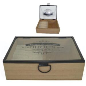 Κουτί ξύλινο για bijoux με γυάλινο καπάκι Υ5,5x18x14εκ.  τμχ.