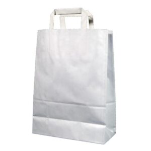 Next χάρτινη τσάντα Υ35x26x12εκ. άσπρη με πλακέ χερούλι 50 τμχ.