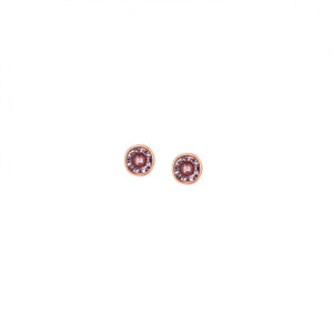 Σκουλαρίκια SENZA ροζ επιχρυσωμένο ασήμι 925, μονόπετρο με ροζ ζιργκόν