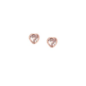 Σκουλαρίκια SENZA ροζ επιχρυσωμένο ασήμι 925, καρδιά με διαφανές ζιργκόν