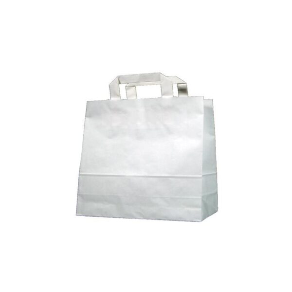 Next χάρτινη τσάντα delivery Υ25x26x17εκ. άσπρη με πλακέ χερούλι 50 τμχ.