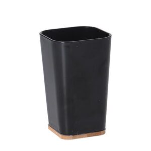 Ποτήρι μπάνιου πλαστικό 7,3x7,5xΥ11,5εκ. μαύρο με bamboo βάση  τμχ.