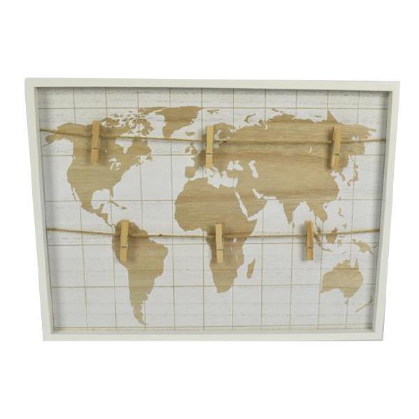 Πίνακας επιτοίχιος World Map με 6 μανταλάκια 40x1,5εκ.xΥ30  τμχ.