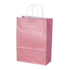 Next χάρτ. τσάντα Υ22x18x8εκ. glitter ροζ με στρ. χερούλι 50 τμχ.