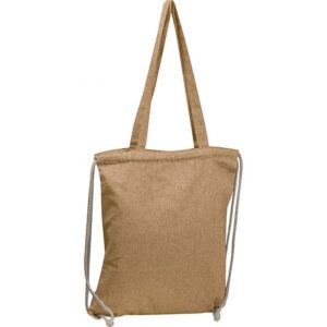Τσάντα από ανακυκλωμένο βαμβάκι με μακρύ χερούλι και ιμάντες πλάτης μπεζ Υ42x37,5x3εκ.  τμχ.