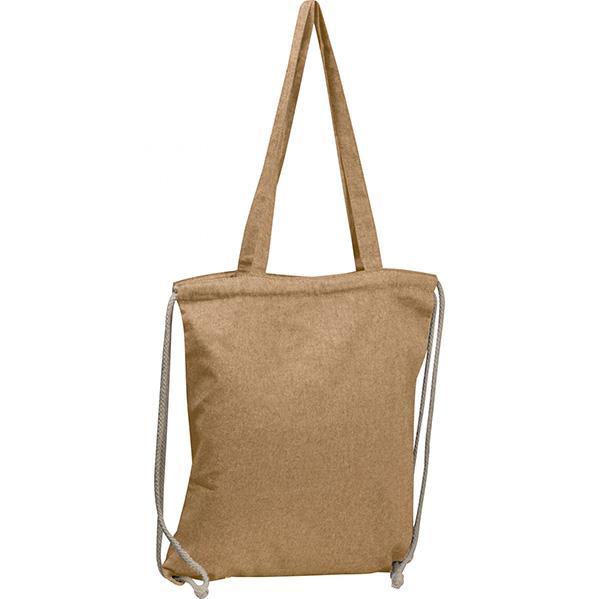 Τσάντα από ανακυκλωμένο βαμβάκι με μακρύ χερούλι και ιμάντες πλάτης μπεζ Υ42x37,5x3εκ.  τμχ.