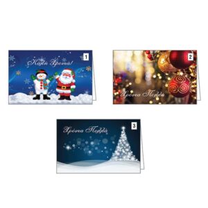 Ευχετήριες κάρτες χριστουγεννιάτικες 12x17εκ, 3 σχέδια κοκτέηλ 12 τμχ.