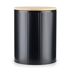 Κουτί αποθήκευσης μεταλλικό μαύρο με bamboo καπάκι 1700ml Ø13,5xΥ17,5εκ.  τμχ.