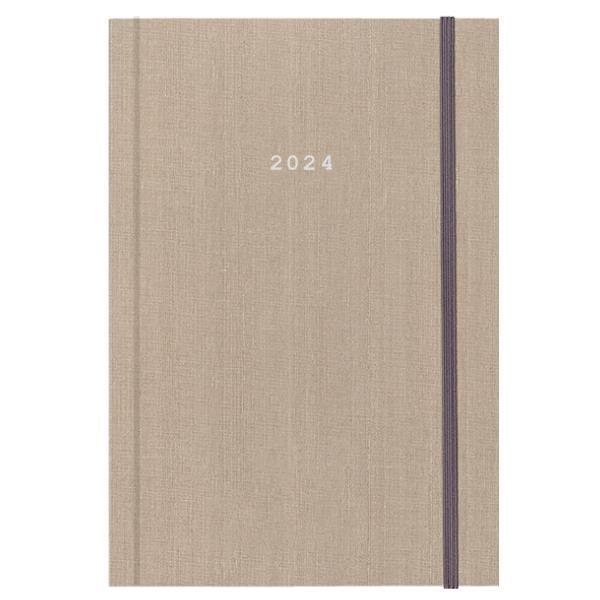Next ημερολόγιο 2024 fabric ημερήσιο δετό μπεζ με λάστιχο 12x17εκ.  τμχ.