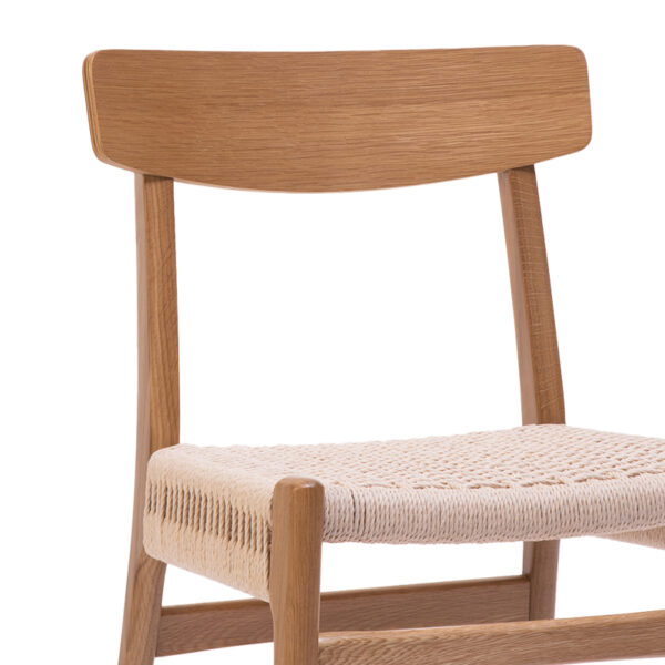 Καρέκλα Safal pakoworld oak δρυς ξύλο-έδρα εκρού σχοινί 51x50x78εκ (1 τεμάχια)