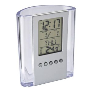 Μολυβοθήκη ακρυλική με ρολόι, ημερολόγιο και θερμόμετρο  τμχ.