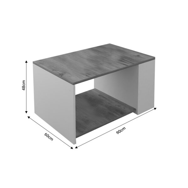 Τραπέζι σαλονιού Noil pakoworld oak-ανθρακί μελαμίνης 90x60x48εκ (1 τεμάχια)