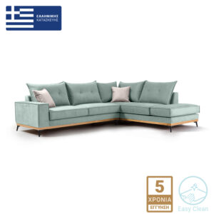 Γωνιακός καναπές αριστερή γωνία Luxury II pakoworld ύφασμα ciel-cream 290x235x95εκ (1 τεμάχια)