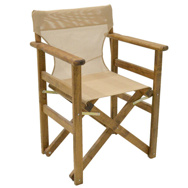 Καρέκλα-πολυθρόνα σκηνοθέτη Retto pakoworld μασίφ ξύλο οξιάς καρυδί-πανί φραπέ (1 τεμάχια)