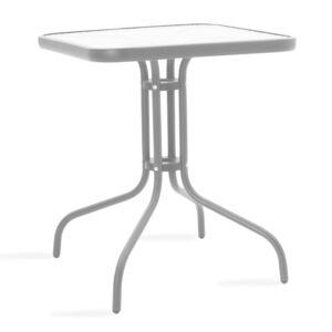 Τραπέζι κήπου Watson pakoworld μέταλλο γκρι-γυαλί 80x80x70εκ (1 τεμάχια)