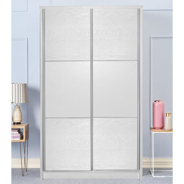 Ντουλάπα ρούχων Griffin pakoworld δίφυλλη με συρόμενες πόρτες χρώμα λευκό 121x56.5x180.5εκ (1 τεμάχια)