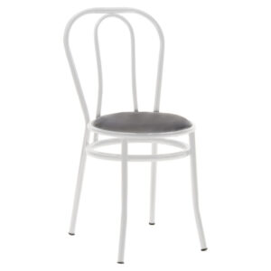 Καρέκλα Βιέννης I pakoworld pu μαύρο-μέταλλο λευκό (1 τεμάχια)