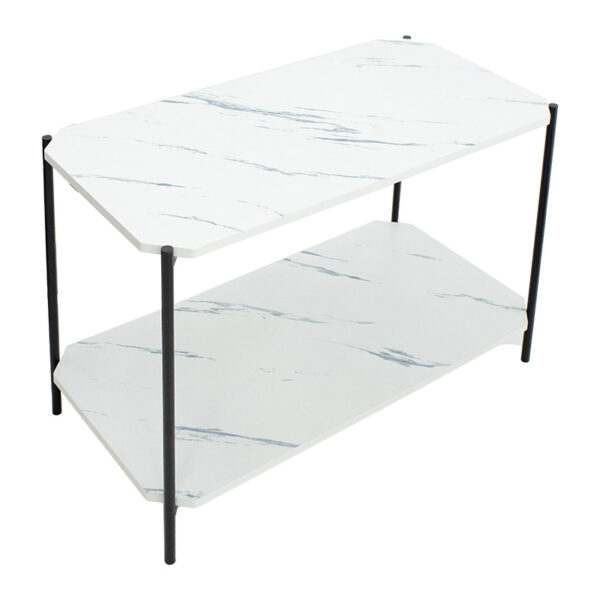 Τραπέζι σαλονιού Mara MDF λευκό μαρμάρου-μαύρο 80x40x55cm (1 τεμάχια)