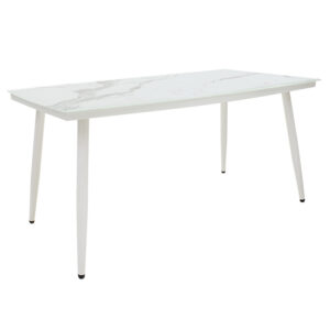 Τραπέζι Zeren pakoworld μέταλλο λευκό-γυαλί 160x90x78εκ (1 τεμάχια)