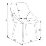 Καρέκλα Loukrizia pakoworld ανοιχτό γκρι ύφασμα-πόδι μαύρο μέταλλο 56x63.5x82εκ (1 τεμάχια)