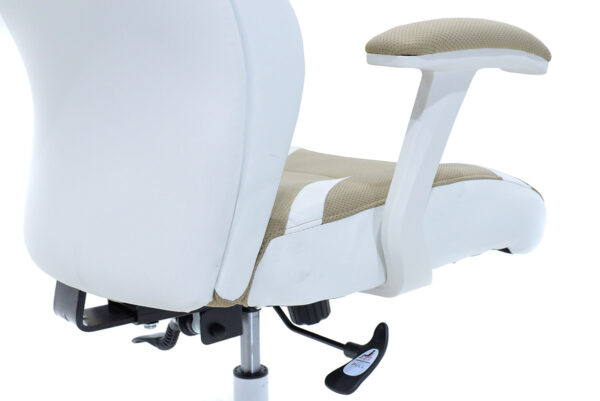 Καρέκλα γραφείου διευθυντή MOMENTUM Bucket pakoworld μπεζ ύφασμα Mesh-πλάτη pu λευκό (1 τεμάχια)