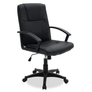 Καρέκλα γραφείου εργασίας LENNON pakoworld τεχνόδερμα μαύρο (1 τεμάχια)